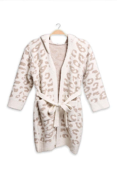 Fashion City robe BEIGE / 1 Children's Leopard Print Luxury Soft Hooded Robe