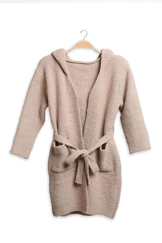 Fashion City robe BEIGE / 1 Children's Solid Luxury Soft Hooded Robe w Pocket