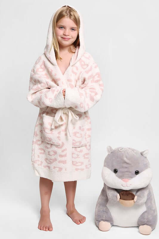 Fashion City robe Children's Leopard Print Luxury Soft Hooded Robe