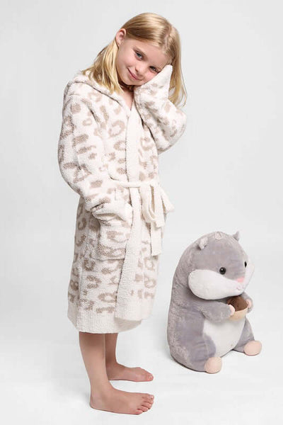 Fashion City robe Children's Leopard Print Luxury Soft Hooded Robe