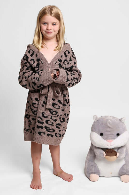 Fashion City robe Children's Leopard Print Luxury Soft Hooded Robe