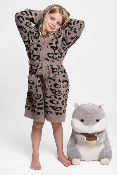 Fashion City robe Children's Leopard Print Luxury Soft Hooded Robe