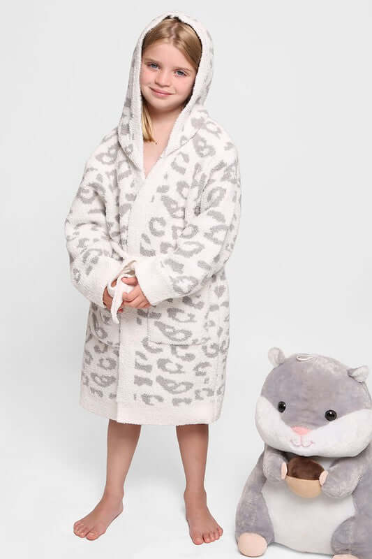 Fashion City robe Children's Leopard Print Luxury Soft Hooded Robe