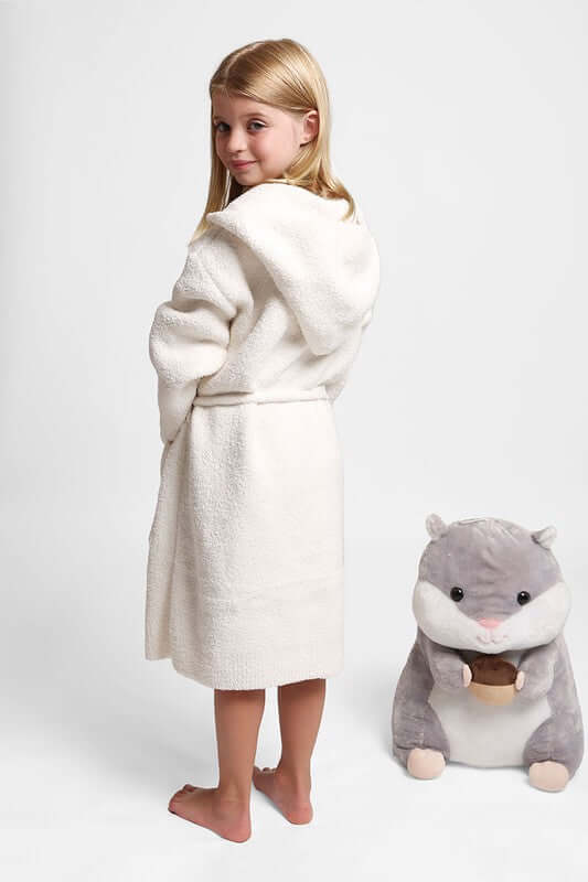 Fashion City robe Children's Solid Luxury Soft Hooded Robe w Pocket