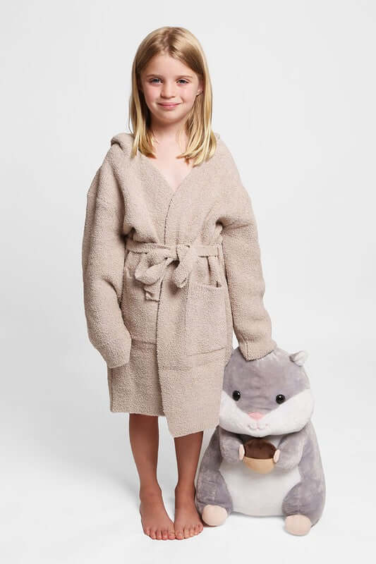 Fashion City robe Children's Solid Luxury Soft Hooded Robe w Pocket