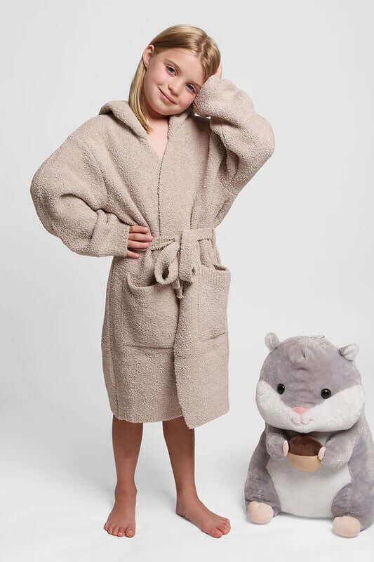 Fashion City robe Children's Solid Luxury Soft Hooded Robe w Pocket