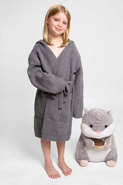 Fashion City robe Children's Solid Luxury Soft Hooded Robe w Pocket