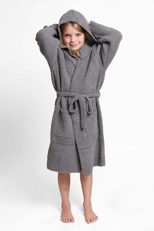 Fashion City robe Children's Solid Luxury Soft Hooded Robe w Pocket