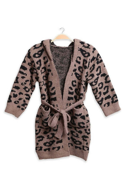 Fashion City robe COFFEE / 1 Children's Leopard Print Luxury Soft Hooded Robe