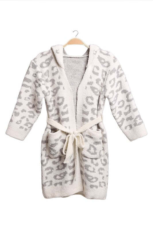 Fashion City robe GRAY / 1 Children's Leopard Print Luxury Soft Hooded Robe