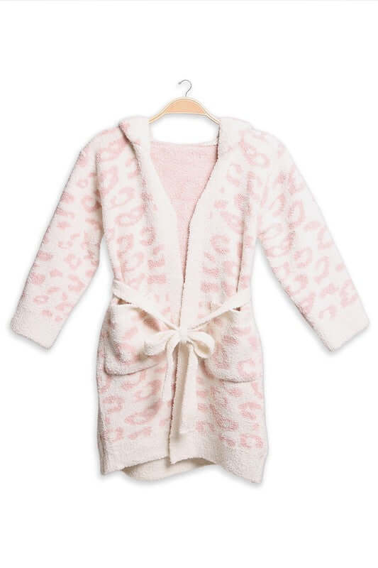 Fashion City robe PINK / 1 Children's Leopard Print Luxury Soft Hooded Robe