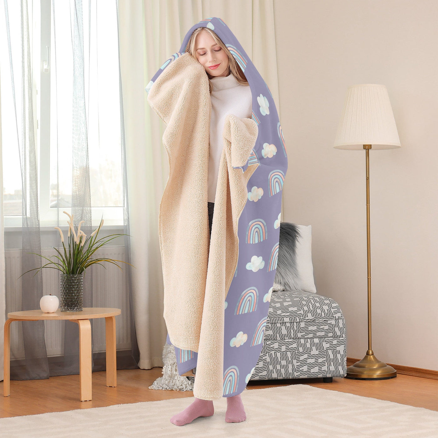 Poppy Wish Hooded Blanket Purple Rainbow Hooded Blanket