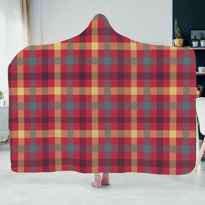 Poppy Wish Hooded Blanket Red Tartan Plaid Hooded Blanket