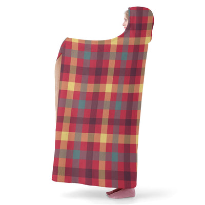 Poppy Wish Hooded Blanket Red Tartan Plaid Hooded Blanket