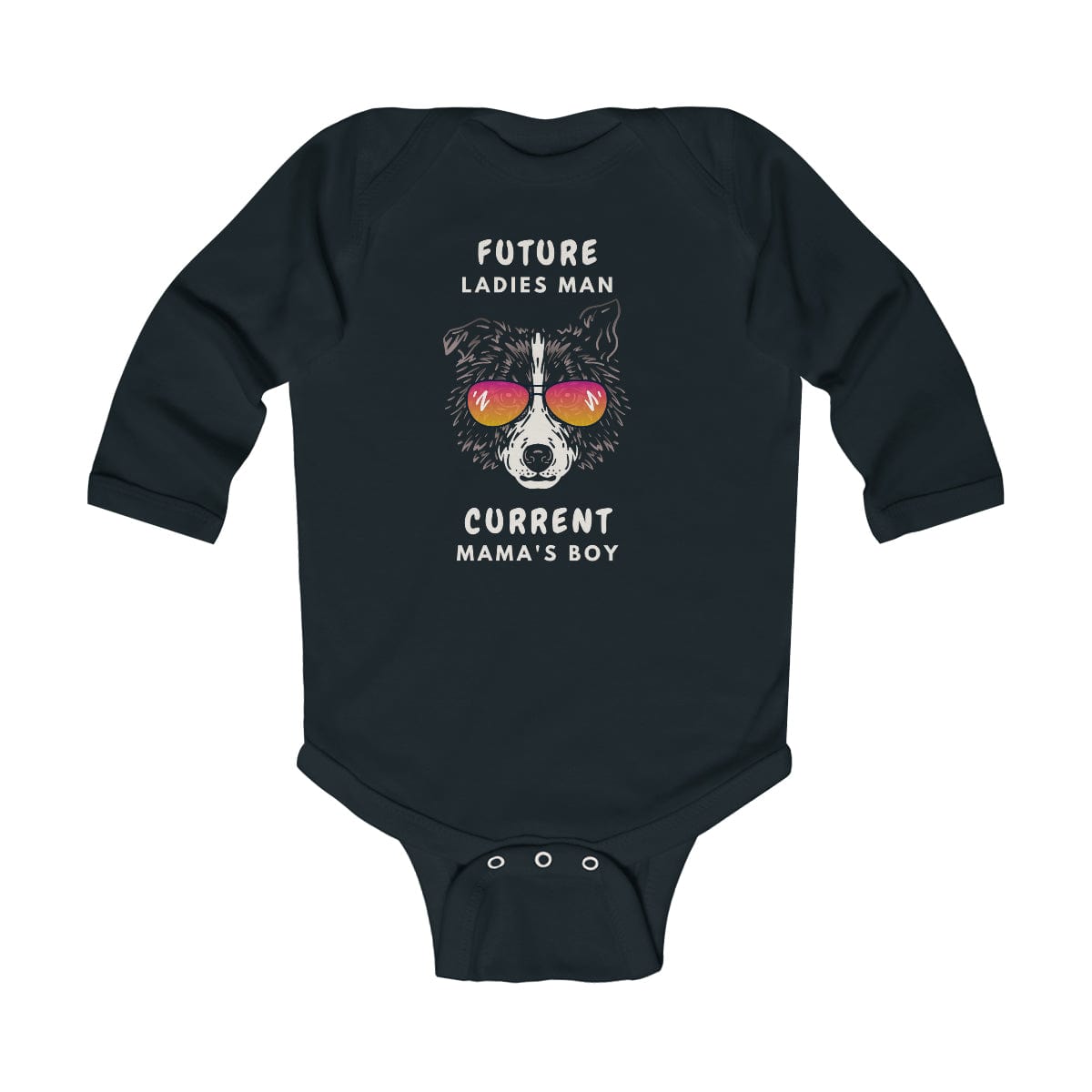 Poppy Wish Onsie Black / 6M Mama's Boy Infant Long Sleeve Bodysuit