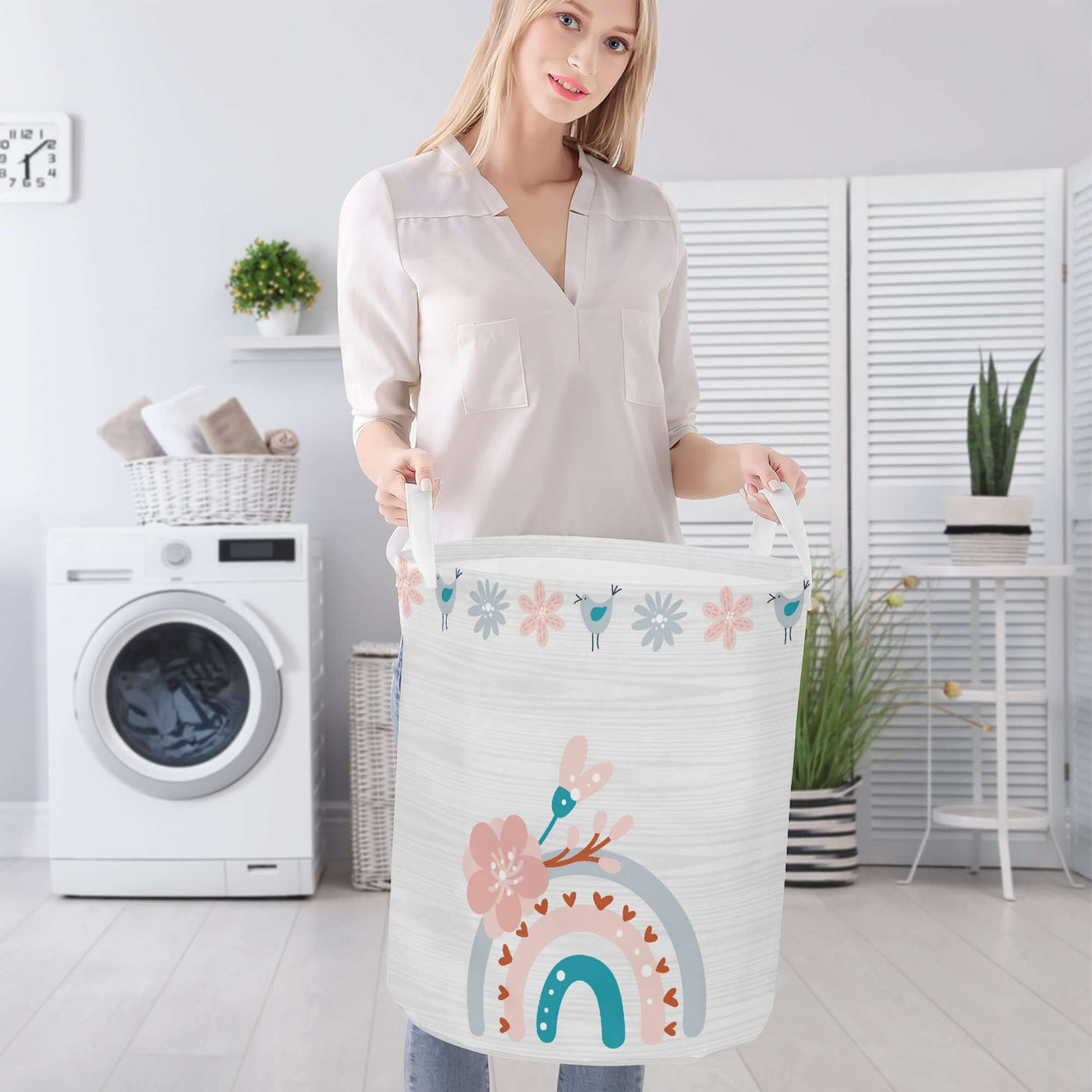 Poppy Wish Storage One Size Girls Rainbow Laundry Basket