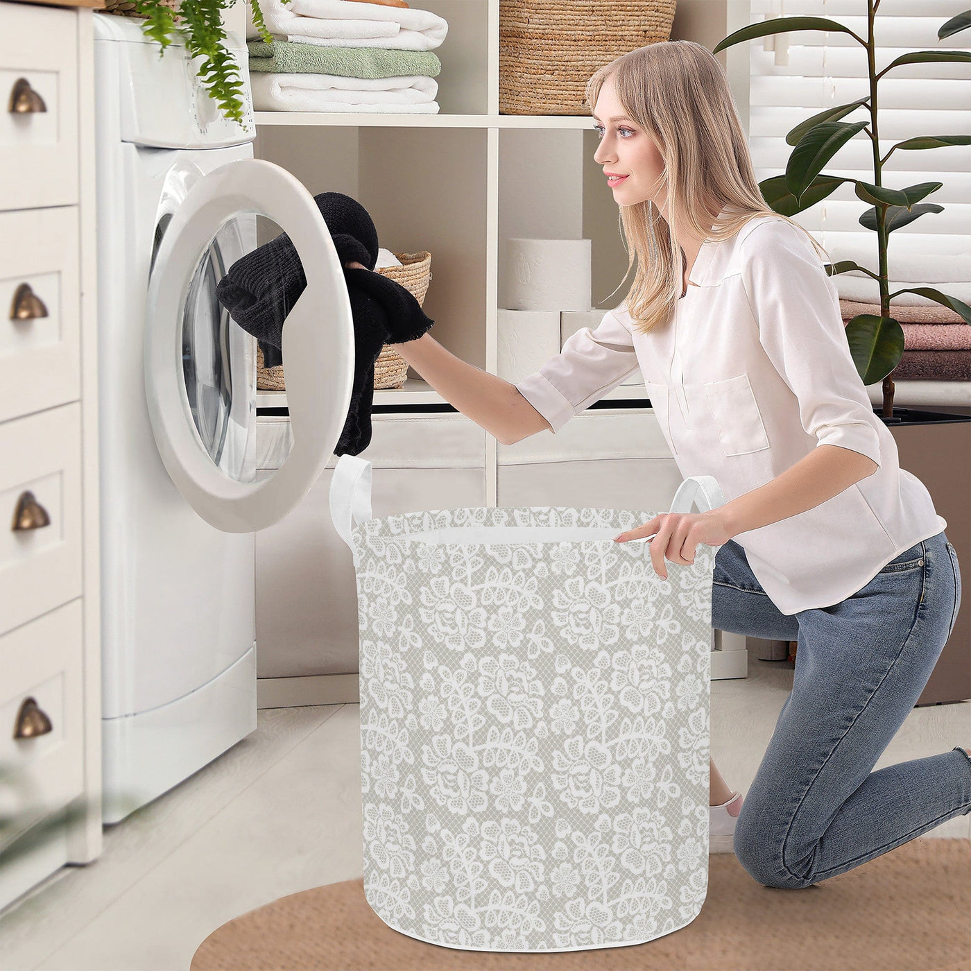 Poppy Wish Storage One Size Simple Pleasures Round Laundry Basket