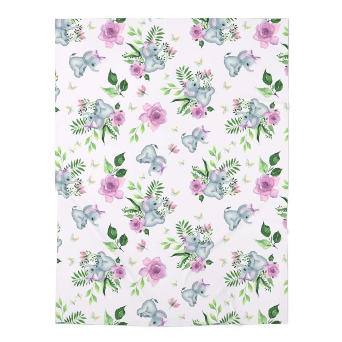 Printify Baby Blanket 30" × 40" / White Girly Elephant Baby Swaddle Blanket