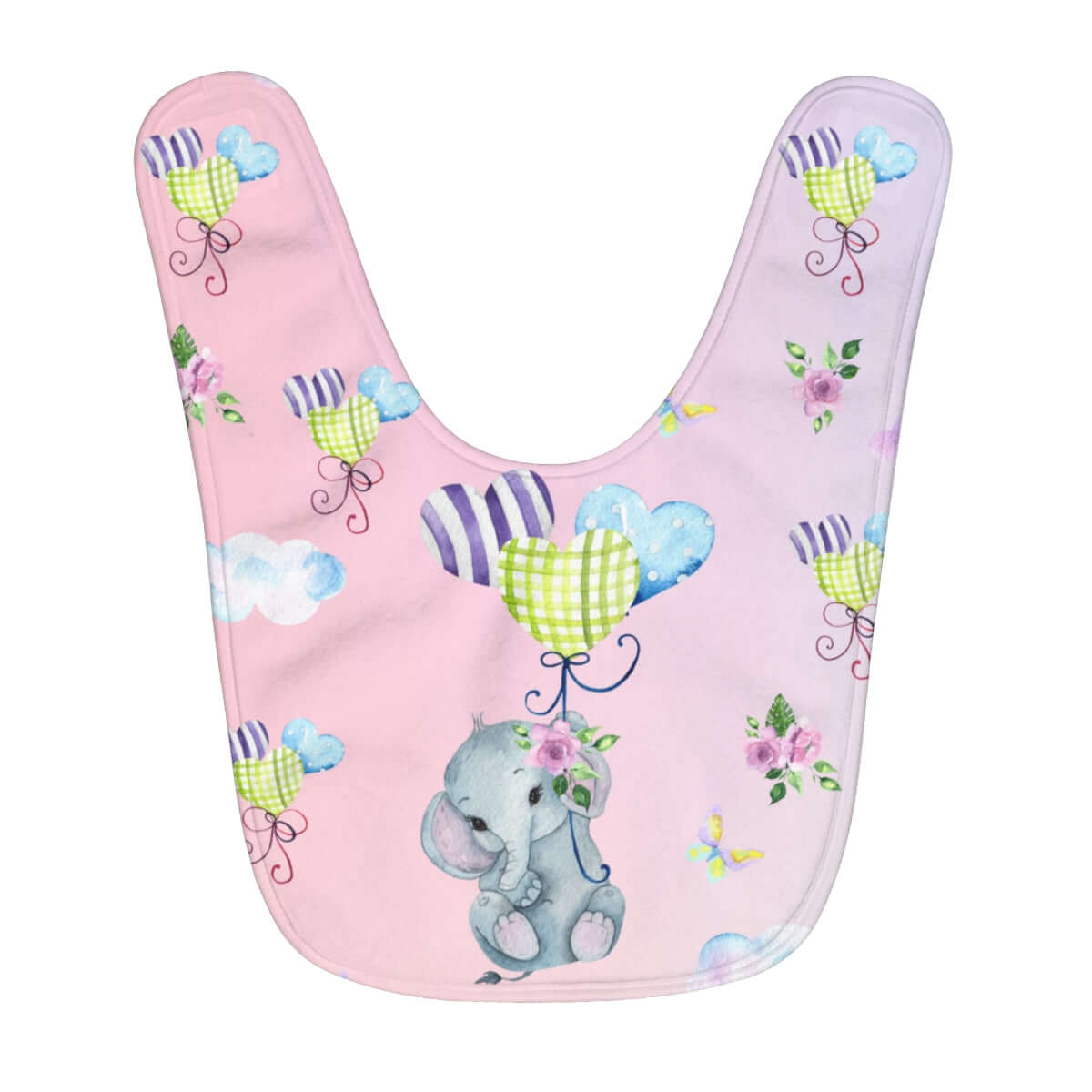 Printify Baby Essentials One size Baby Elephant Fleece Bib - Poppy Wish