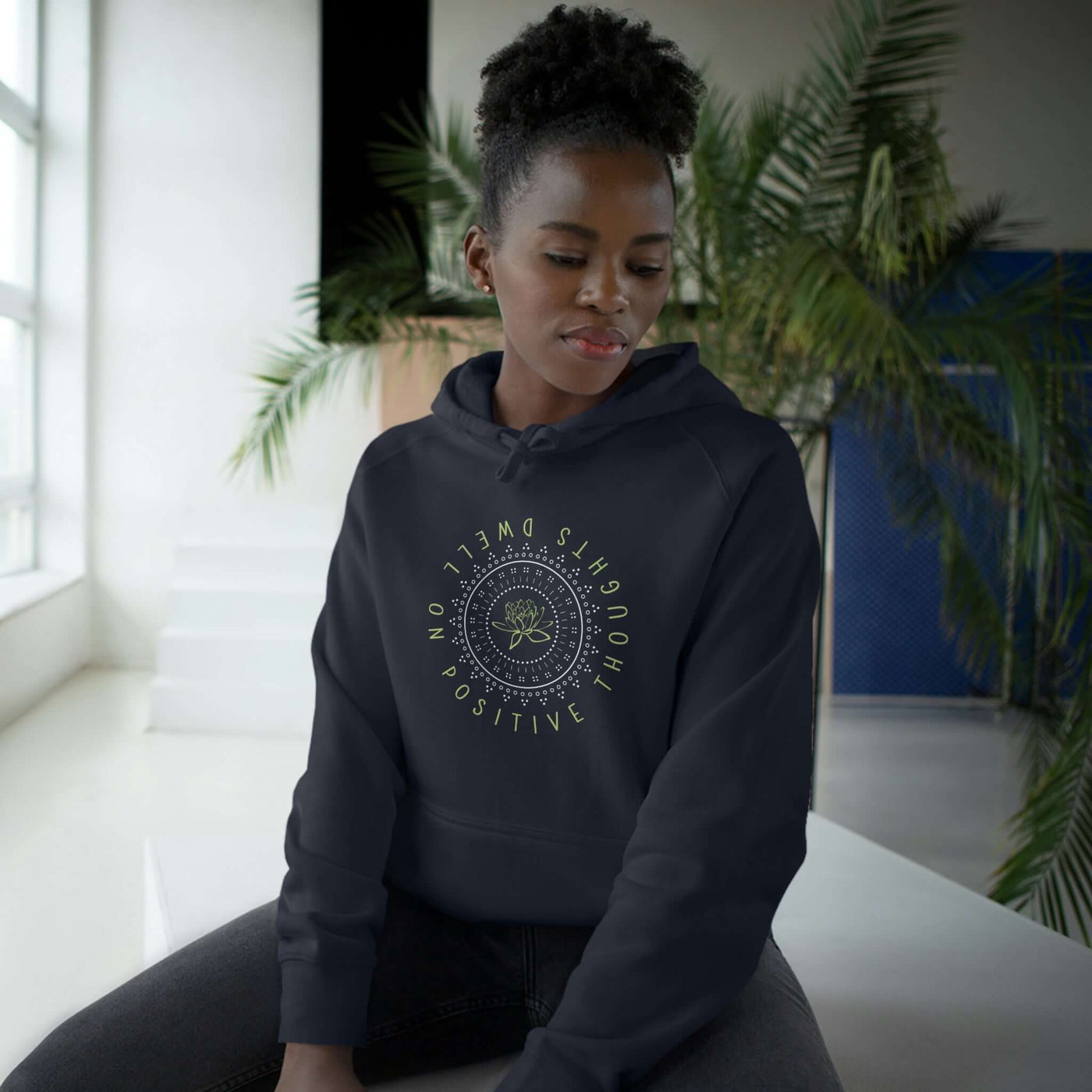 Printify Hoodie Navy / S Dwell on Positive Thoughts Hoodie