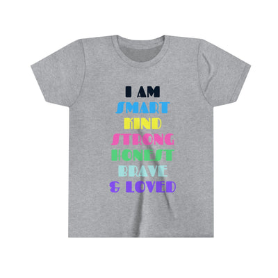 Printify Kids clothes Athletic Heather / S Girls Affirmations Short Sleeve Tee