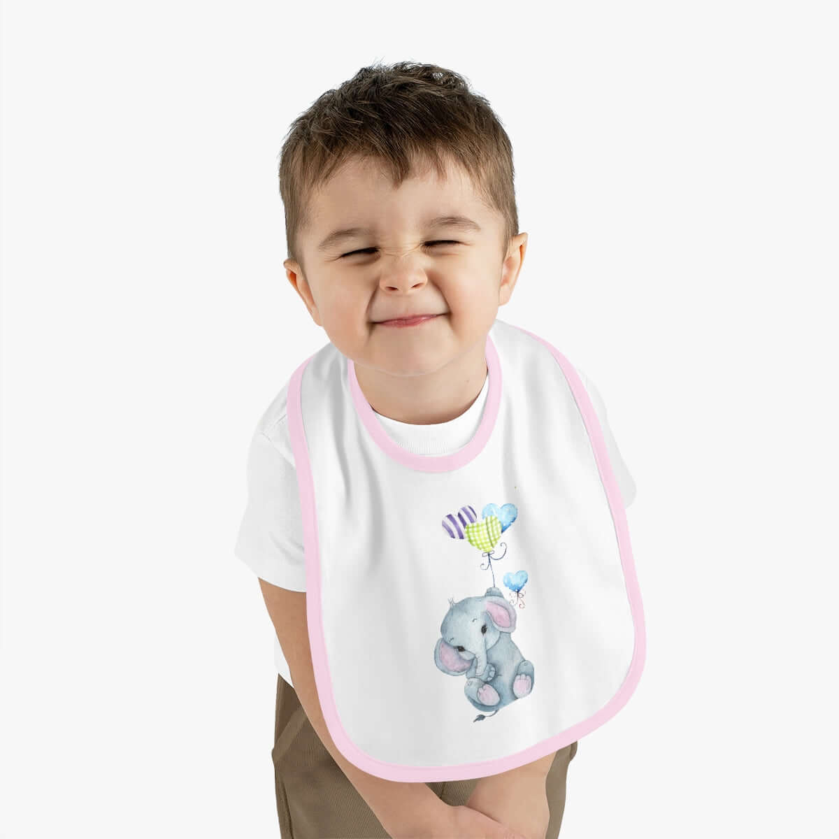 Printify Kids clothes White/Pink / One size Floating Away Elephant Bib