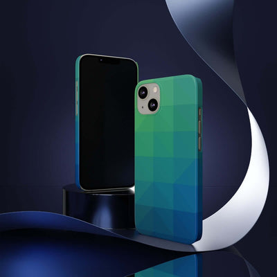 Printify Phone Case Blue Gree Geometric Slim Phone Case, Case-Mate