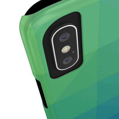 Printify Phone Case Blue Gree Geometric Slim Phone Case, Case-Mate