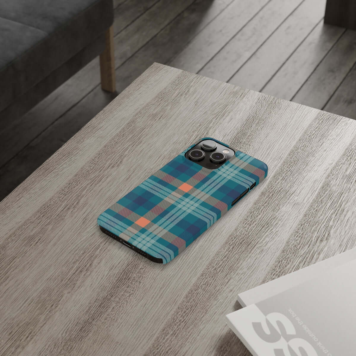 Printify Phone Case Blue Tartan Slim Phone Cases