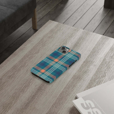 Printify Phone Case Blue Tartan Slim Phone Cases