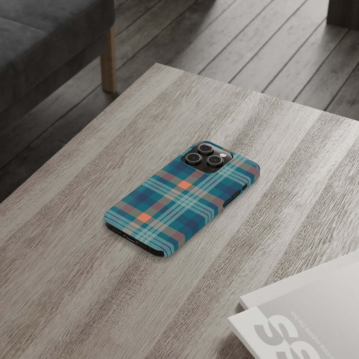 Printify Phone Case Blue Tartan Slim Phone Cases