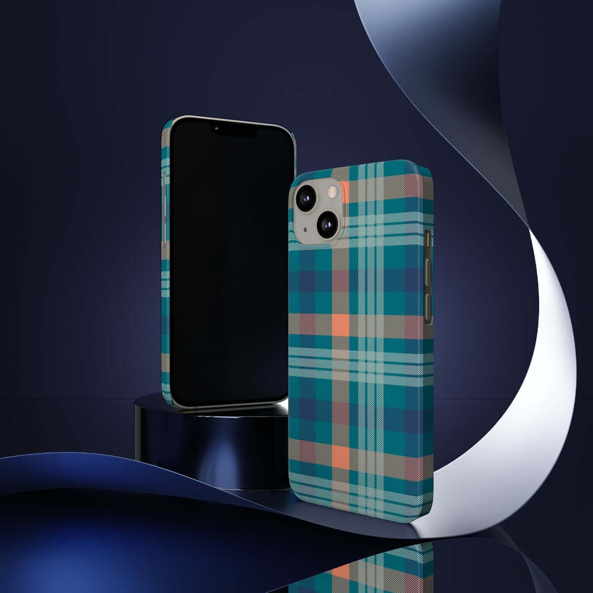 Printify Phone Case Blue Tartan Slim Phone Cases