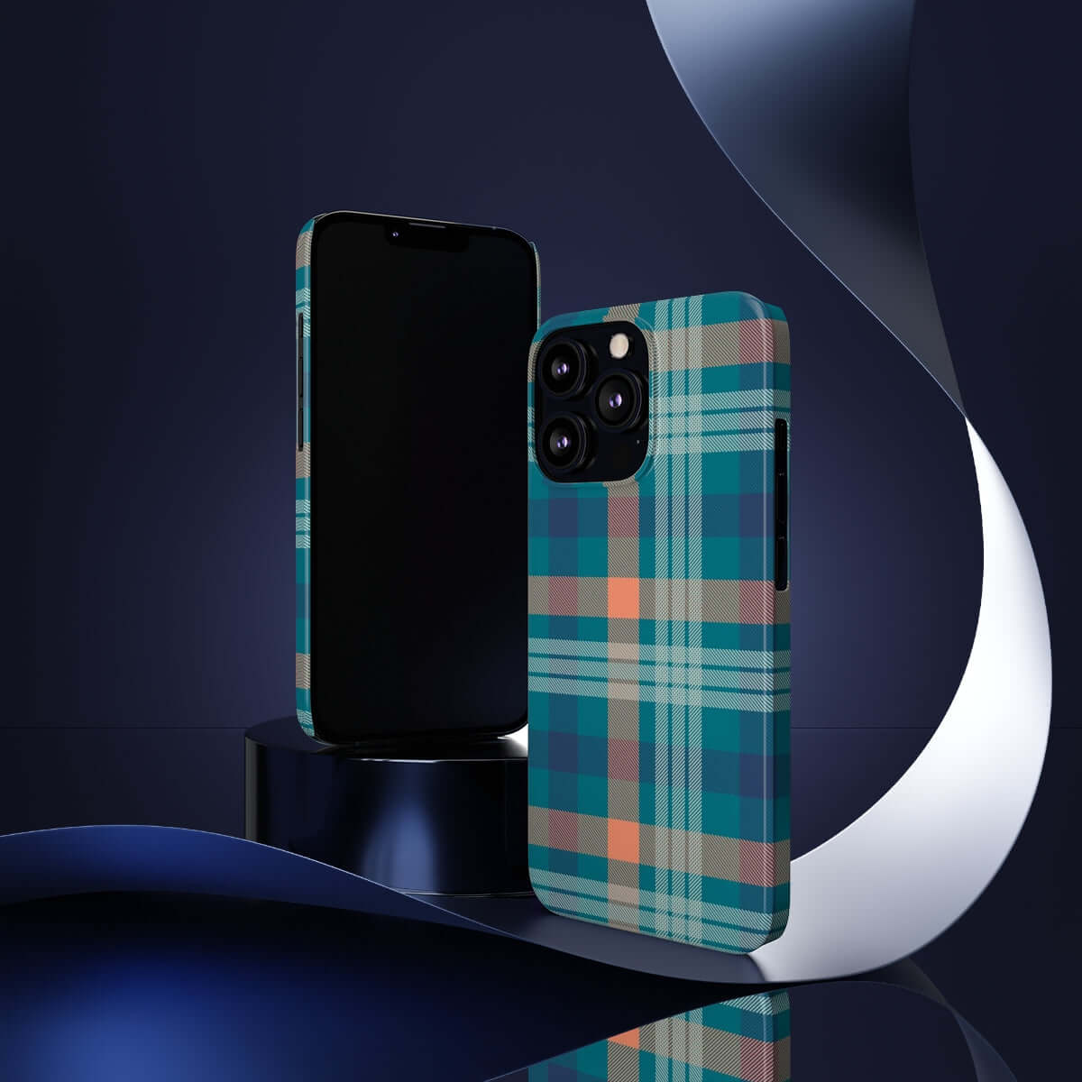 Printify Phone Case Blue Tartan Slim Phone Cases