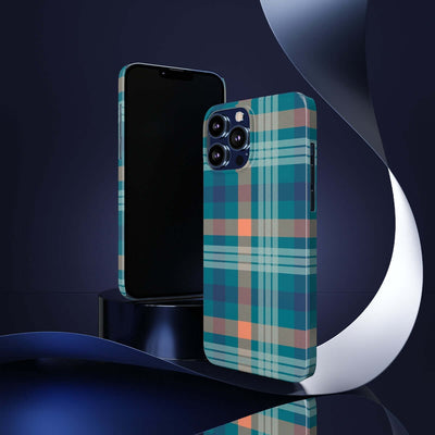 Printify Phone Case Blue Tartan Slim Phone Cases