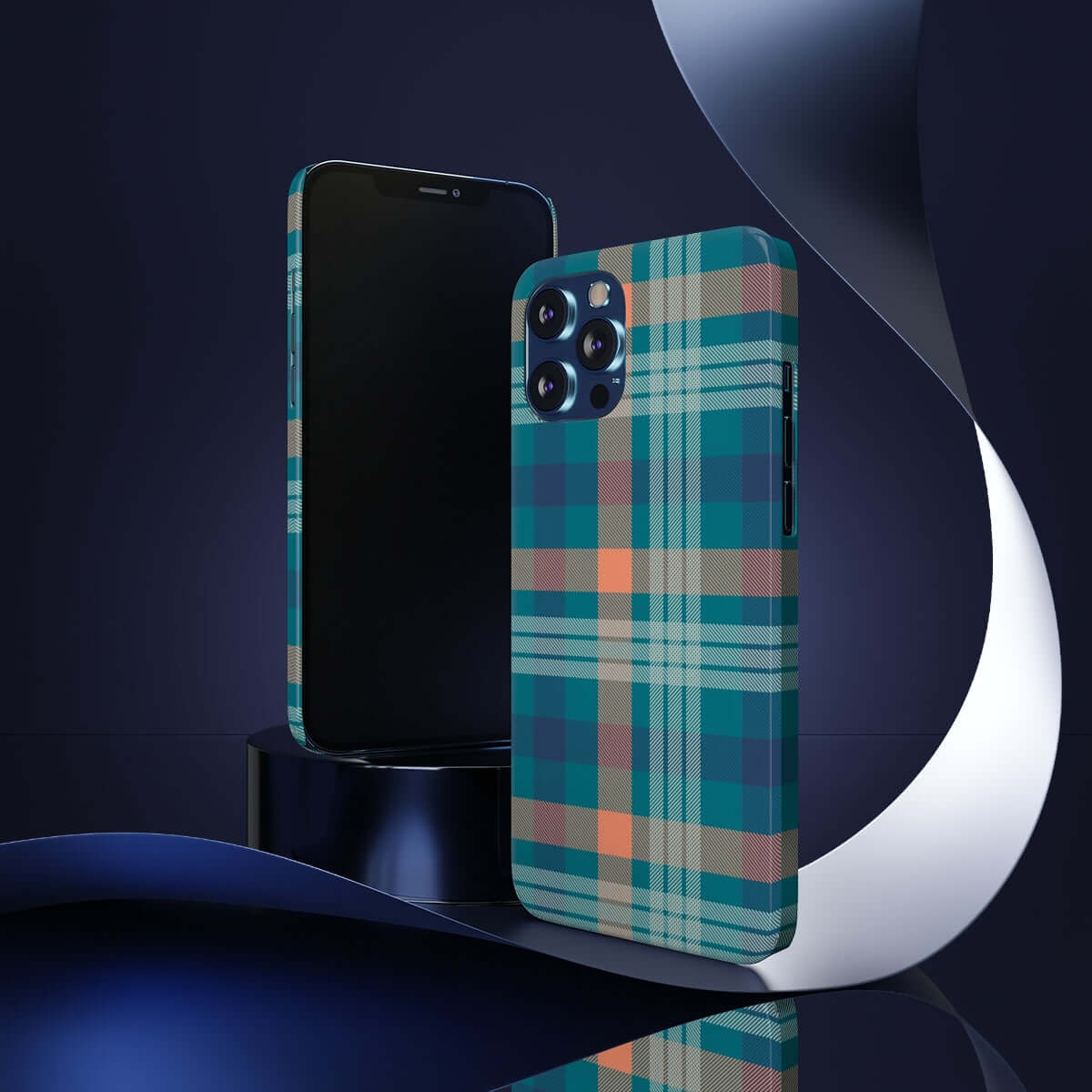 Printify Phone Case Blue Tartan Slim Phone Cases