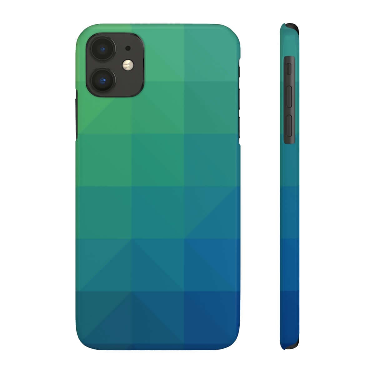 Printify Phone Case iPhone 11 Blue Gree Geometric Slim Phone Case, Case-Mate