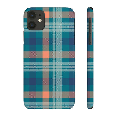 Printify Phone Case iPhone 11 Blue Tartan Slim Phone Cases