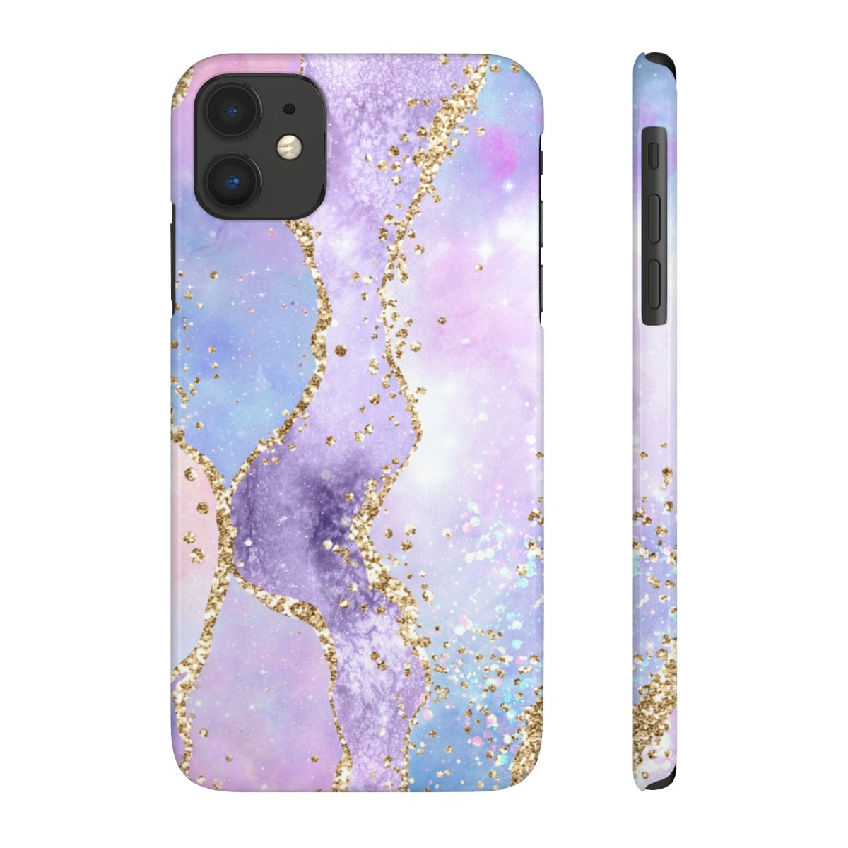 Printify Phone Case iPhone 11 Pink Glitter Agate Slim Phone Cases, Case-Mate