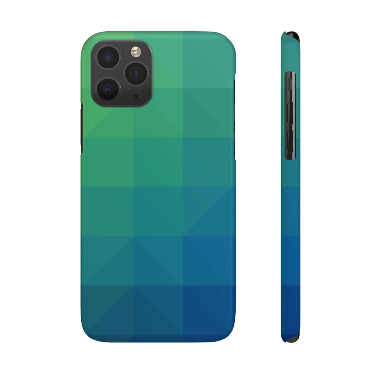 Printify Phone Case iPhone 11 Pro Blue Gree Geometric Slim Phone Case, Case-Mate