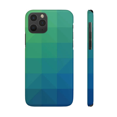 Printify Phone Case iPhone 11 Pro Blue Gree Geometric Slim Phone Case, Case-Mate