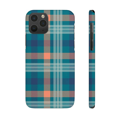 Printify Phone Case iPhone 11 Pro Blue Tartan Slim Phone Cases