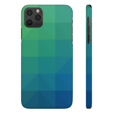 Printify Phone Case iPhone 11 Pro Max Blue Gree Geometric Slim Phone Case, Case-Mate