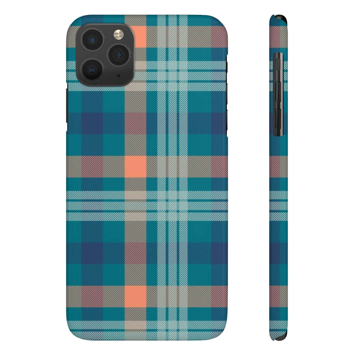 Printify Phone Case iPhone 11 Pro Max Blue Tartan Slim Phone Cases