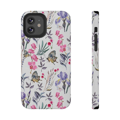 Printify Phone Case iPhone 12 / Glossy / Without gift packaging Butterlys & Flowers Impact-Resistant Cases