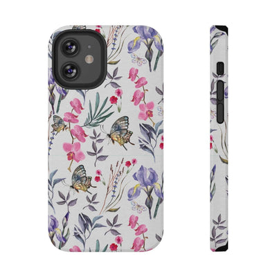 Printify Phone Case iPhone 12 Mini / Glossy / Without gift packaging Butterlys & Flowers Impact-Resistant Cases