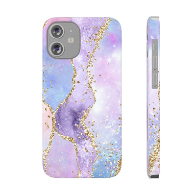 Printify Phone Case iPhone 12 Mini Pink Glitter Agate Slim Phone Cases, Case-Mate