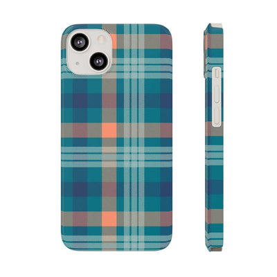 Printify Phone Case iPhone 13 Blue Tartan Slim Phone Cases