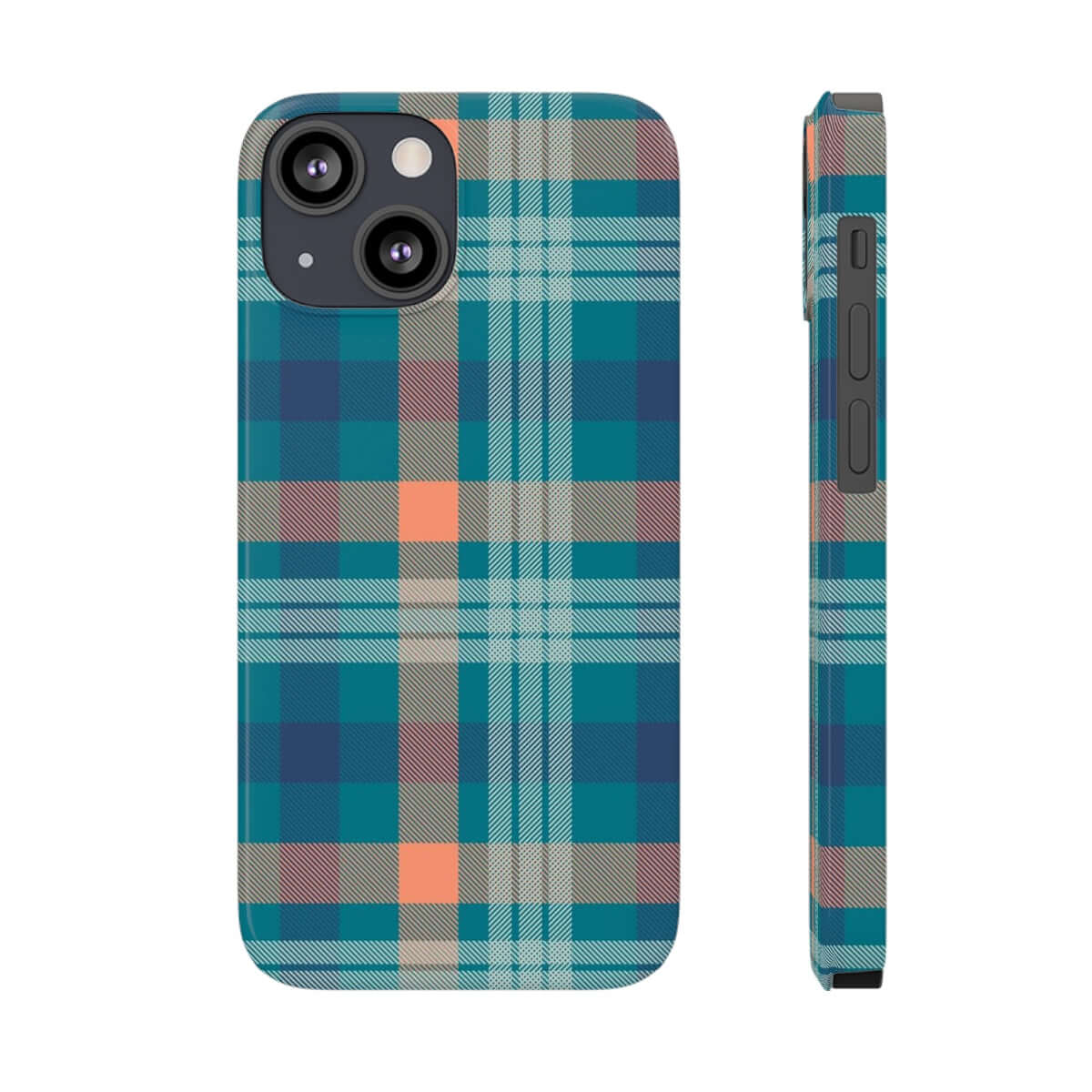 Printify Phone Case iPhone 13 Mini Blue Tartan Slim Phone Cases