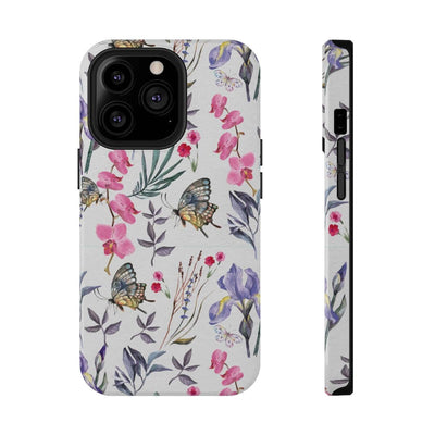 Printify Phone Case iPhone 13 Mini / Glossy / Without gift packaging Butterlys & Flowers Impact-Resistant Cases