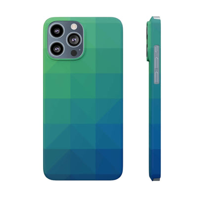 Printify Phone Case iPhone 13 Pro Max Blue Gree Geometric Slim Phone Case, Case-Mate